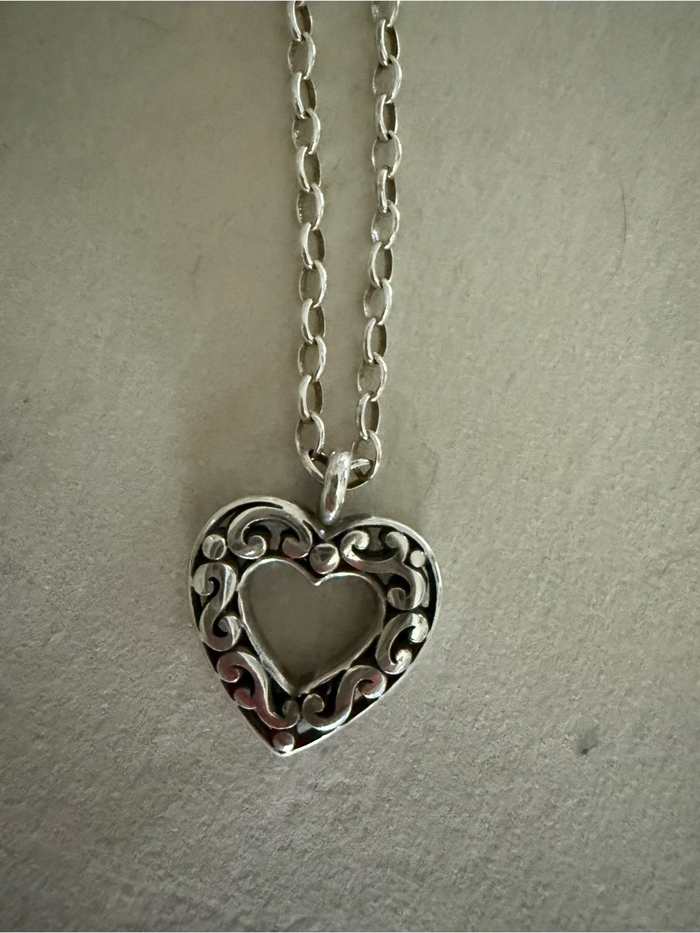 Brighton Silver Filigree Heart Pendant Necklace